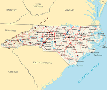 Download PDF map of North Carolina